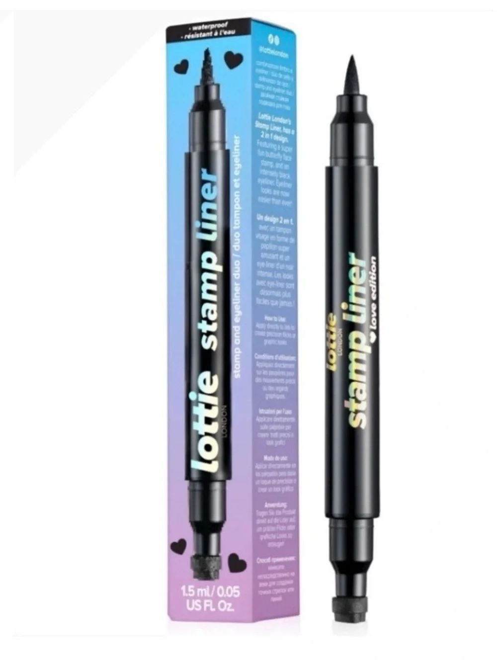 Lottie London Stamp Liner - Ultra Black Heart Stamp and Eyeliner Duo